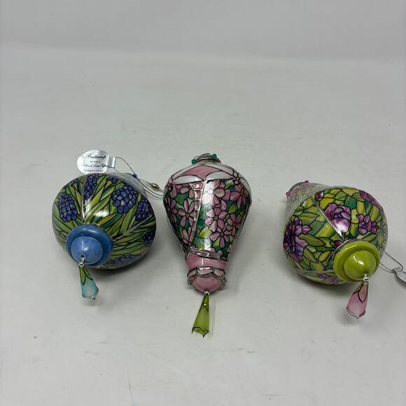 Bradford Editions Era of Louis Tiffany Heirloom Porcelain Ornaments #9 set of 3 - Picture 3 of 7